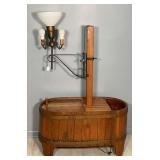Large Wooden Primitive Lamp.