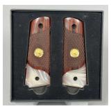 1911 Gold Medallion Colt Gold Medallion Mother of Pearl Rosewood Bottom Luster Pearl Handgun Grips