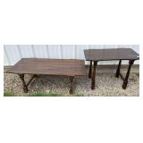 Finished Wood Center Table & Matching Side Table
