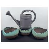 3 Flower Pots and Watering Can