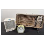 Vintage Arvin Heater, Honeywell Mini Heater, & Equity Clock
