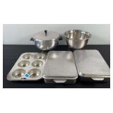 Stainless Pots, Pans, & Muffin Tray
