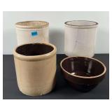 Trip of 1 Gallon Crocks & Crock Bowl