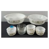 Fireking Meadow Green Custard Cups, & Assorted Dishes