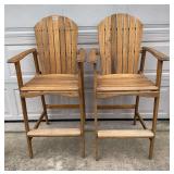 Pair of Wooden Outdoor High Chairs