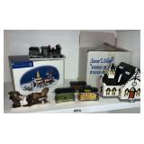Department 56 Snow Village Church, Backyard Patio and unmarked Figurines