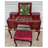 Wood Finished Women’s Makeup Vanity & Stool