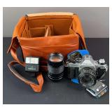 Canon AE-1 Camera, Lens, and Bag