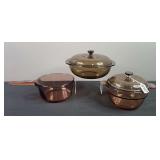 Pyrex Vision Ware Sauce Pans with Lids