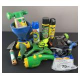Garden Sprinklers, Gloves and Bug Spray