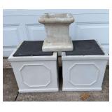 Two Large Statue Pedestals & Concrete Planter Pot
