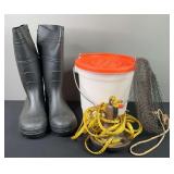 Anchor, Bait Bucket, Live Well, & Boots