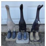 Trio of Geese Statues