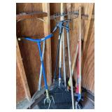 Splitting Axe, Garden Hoe, & Assorted Garden Tools