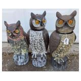 (3) Owl Statues