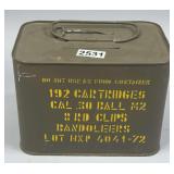 Spam Can of .30 Ball M2 8 RD Clips Bandoleers Ammunition, 192 RDS.