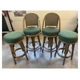 (4) Green Cushion Barstools