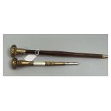 (2) Gold? Vintage Walking Stick Tops