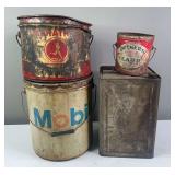 Marathon Bucket, Mobil, & Misc Tins and Buckets
