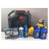 Oil Drain Container, Backup Camera, Motor Oil & Assorted Items