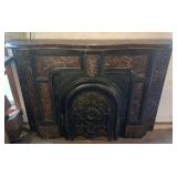 Antique Metal Fireplace & Mantle