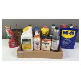 WD-40, John Deere Hydraulic Fluid, & Assorted Shop Liquids