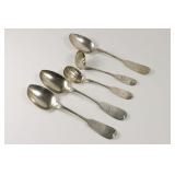 5 Hotchkiss & Schreuder Coin Silver Serving Spoons