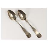 Pair Of Coin Silver Table Spoons By Edward Prevear