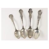 4 Chicago Sterling Silver Souvenir Spoons