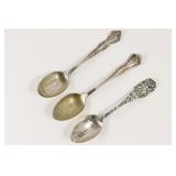 3 Kansas Sterling Silver Souvenir Spoons