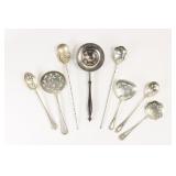 8 Misc Sterling Pierced Spoons/Strainers