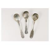 3 Coin Silver Shell Serving Spoons