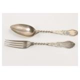Albert Coles Coin Silver Fork & Spoon