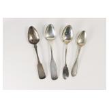 4 Misc Coin Silver Spoons. George Doty