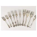 10 Misc Sterling Silver Forks. Tiffany