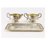 Sterling Silver Cream & Sugar, Tray