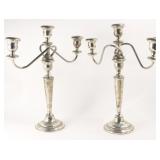 Pair Sterling Silver Candelabra + 2 Sticks