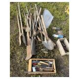 Assorted hand tools and hooks