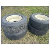 385/65R22.5 tires on rims (x4)