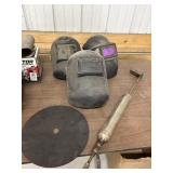 Welding masks, sanding disc and greaser