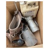 Oil cans, tool belt, etc