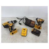DeWalt drills, charger, batteries