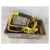 Box with work light, rope, brackets