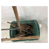 Sledge hammer, saw, sheers, table grip