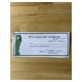 Minn-Iowa Gift Certificate - 18 holes and carts