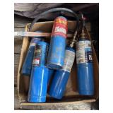 Flat of small propane torches