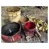 Pallet with tie-down straps, used oil