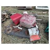Pallet with Scrap metal, gas cans, motors
