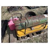 Pallet with knipco heater, rims, charger, gas can