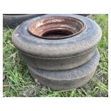 Stack of 7-14.5 tires on rims